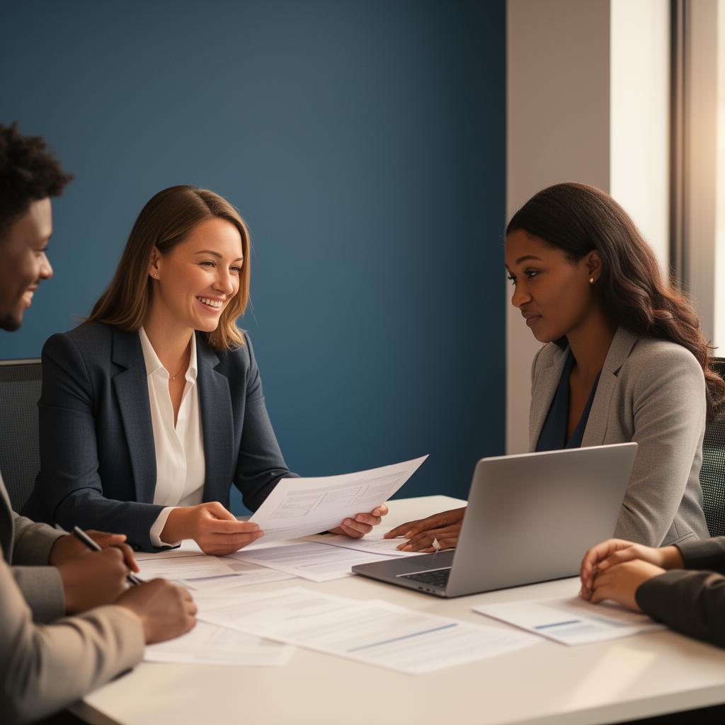 Employee meeting with workplace advocate reviewing documents
